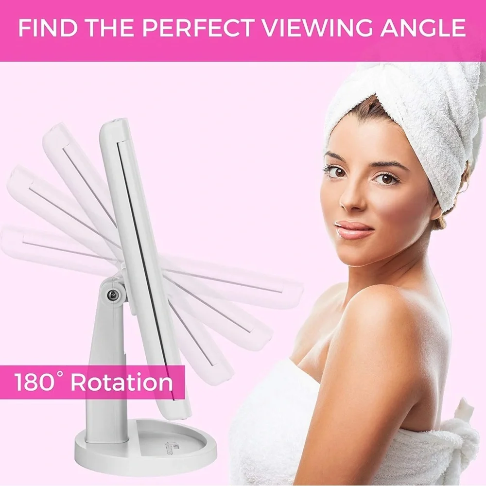 Absolutely Lush Dimmable LED Lighted Trifold‎ Makeup Mirror White Vanity Magnify